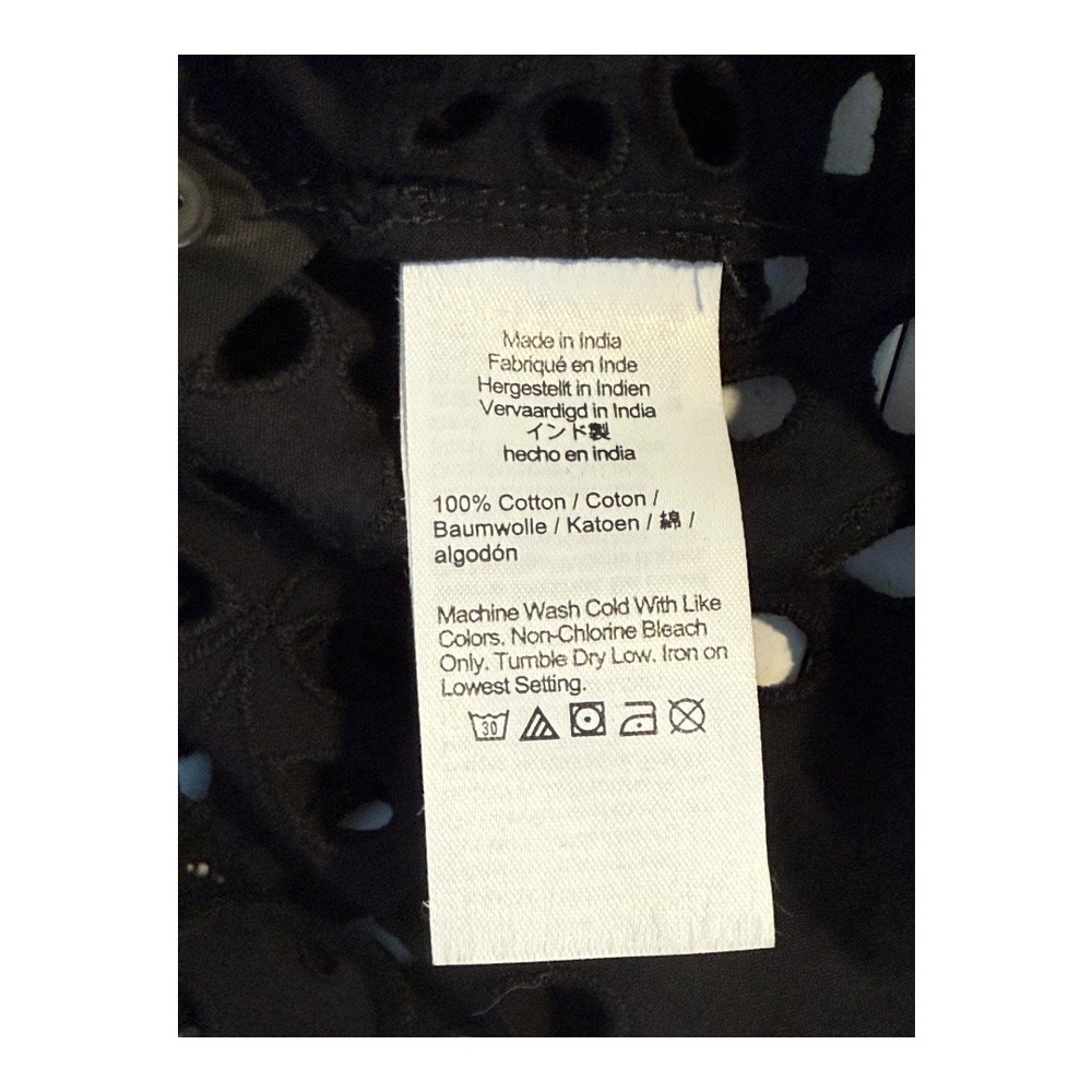 Madewell Black Eyelet Cropped Button-Front Blouse - Picture 8 of 8